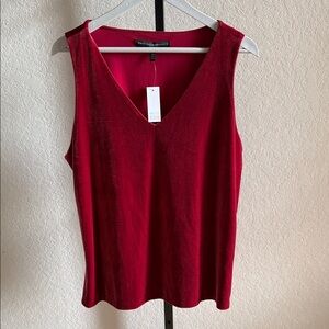 White House Black Market Red Velvet Sleeveless Top